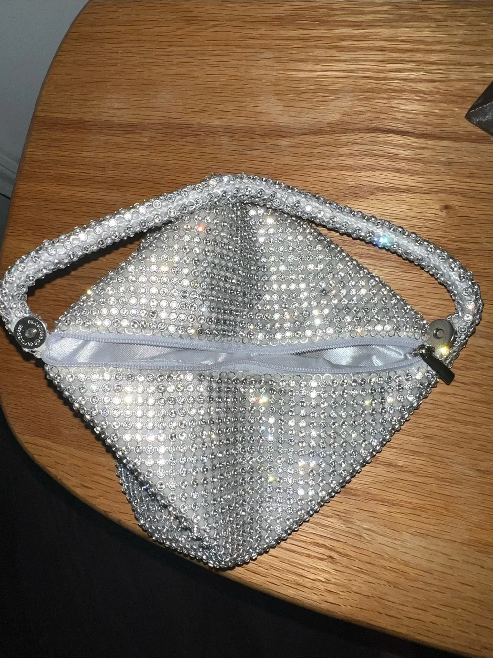 Crystal Rhinestone Evening Bag – Silver Wristlet Clutch